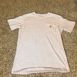 Carhartt Women's Small‎ Pocket T-Shirt Speckled Light Pink Casual Loose Fit Top